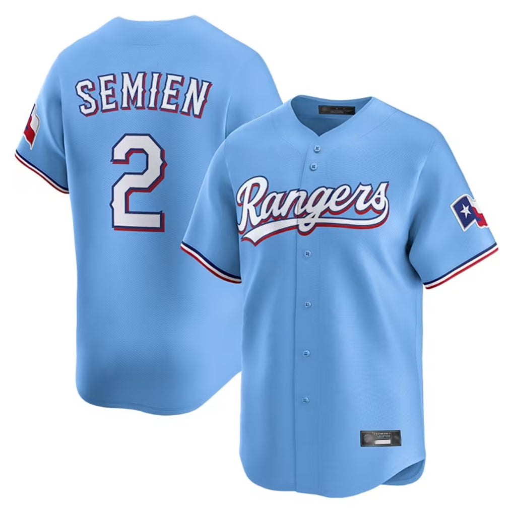 Elroe T.Rangers #2 Marcus Semien Player Light Blue Limited Home Stitched Jerseys