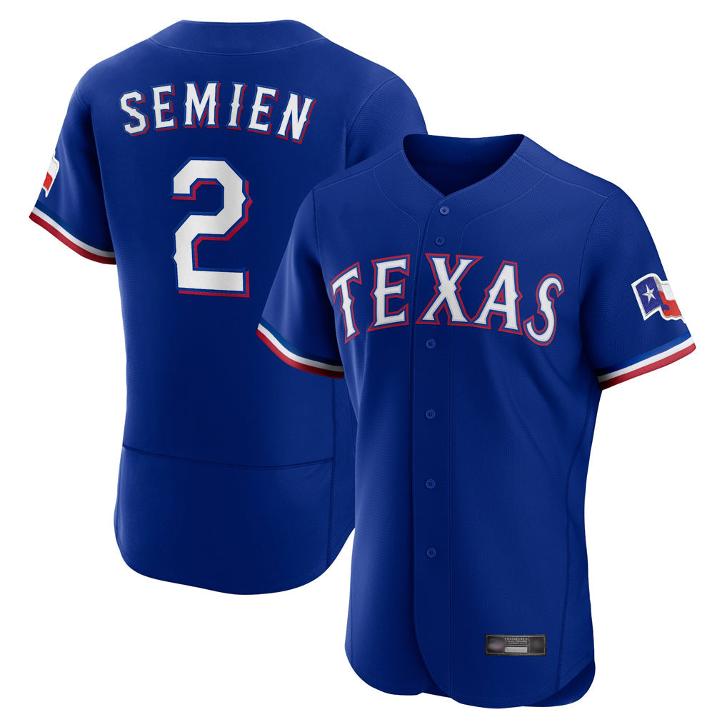 Elroe T.Rangers #2 Marcus Semien Player Royal Elite Home Limited Stitched Jerseys