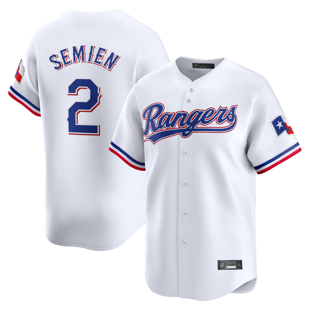 Elroe T.Rangers #2 Marcus Semien Player White Home Limited Stitched Jerseys