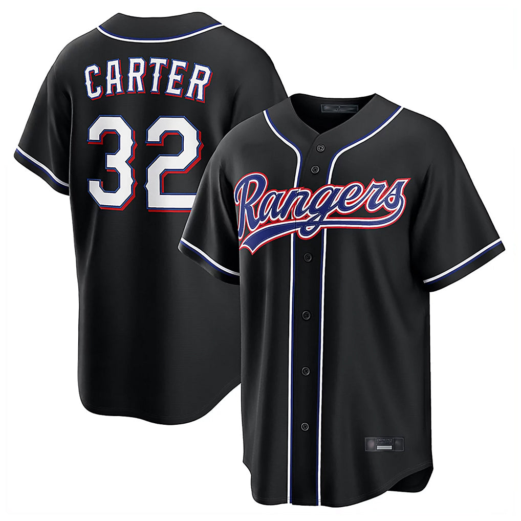 Elroe T.Rangers #32 Evan Carter Player Black 2026 Out Fashion Replica Stitched Jerseys