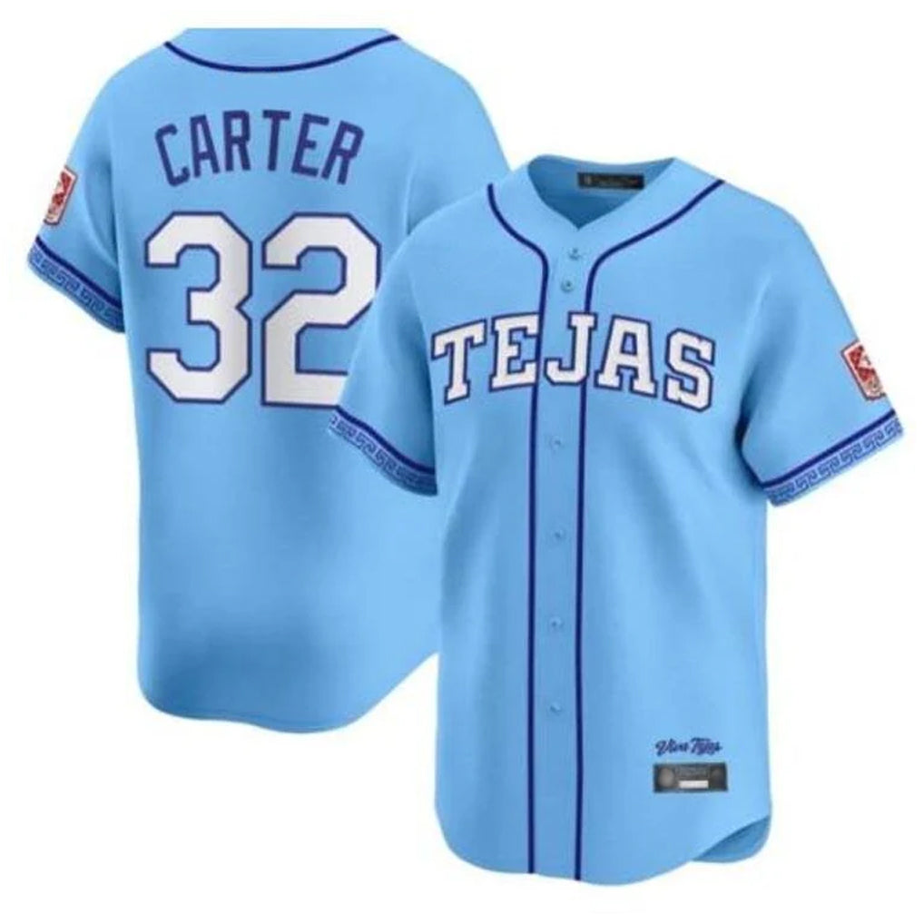 Elroe T.Rangers #32 Evan Carter Player Blue 2026 City Connect Premier Stitched Jerseys