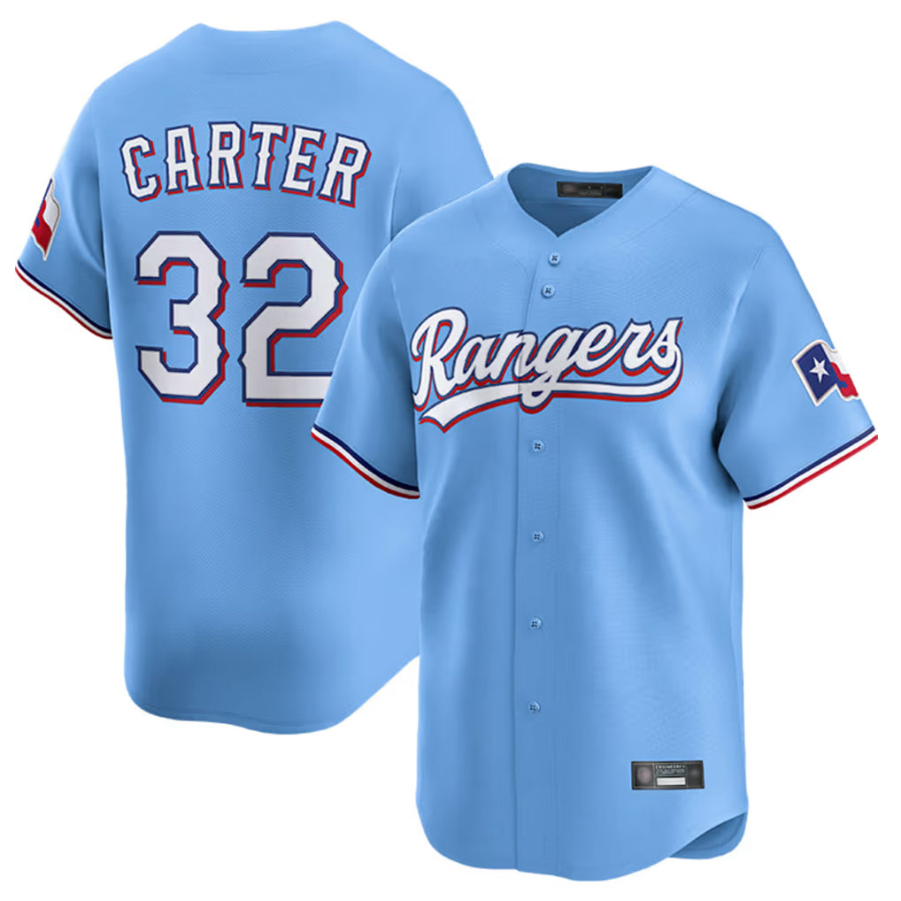 Elroe T.Rangers #32 Evan Carter Player Light Blue Home Limited Stitched Jerseys