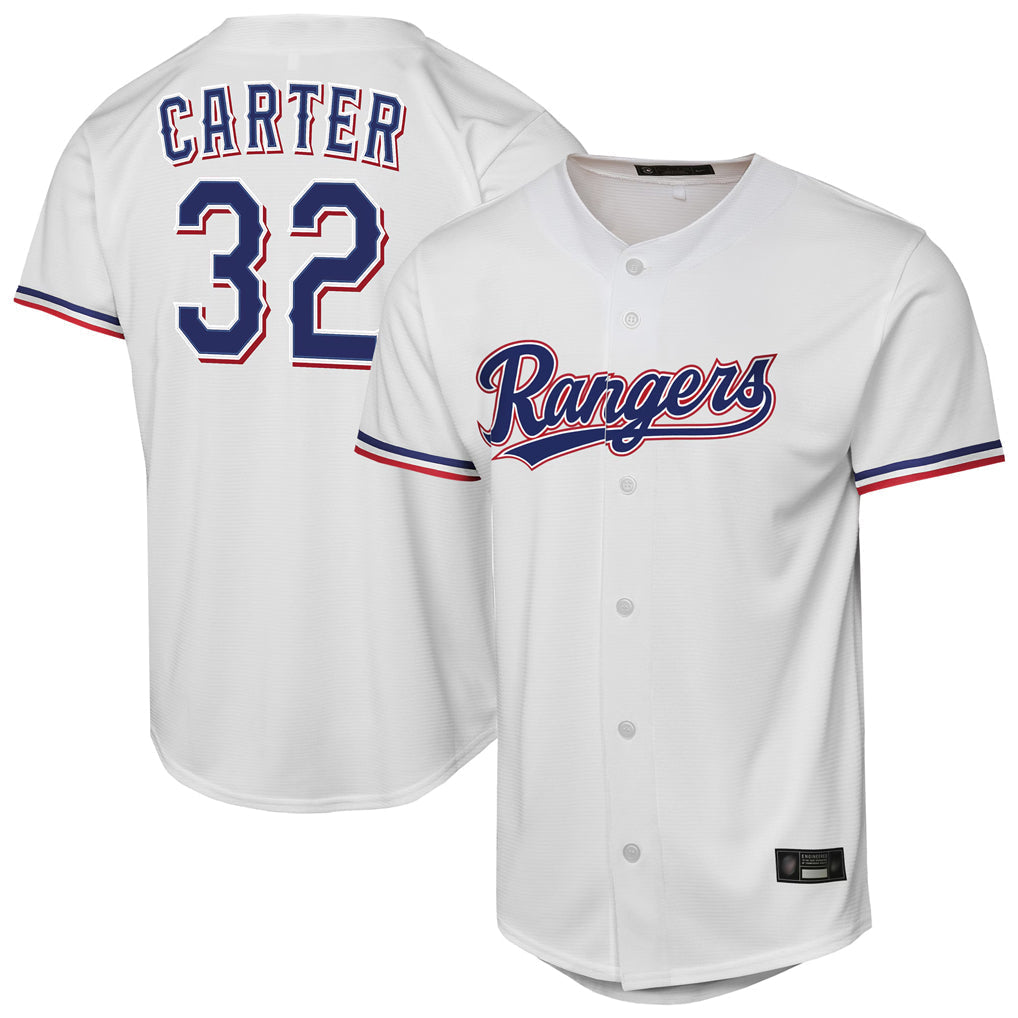 Elroe T.Rangers #32 Evan Carter Player White Home Replica Stitched Jerseys