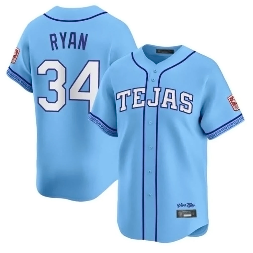 Elroe T.Rangers #34 Nolan Ryan Player Blue 2026 City Connect Premier Stitched Jerseys
