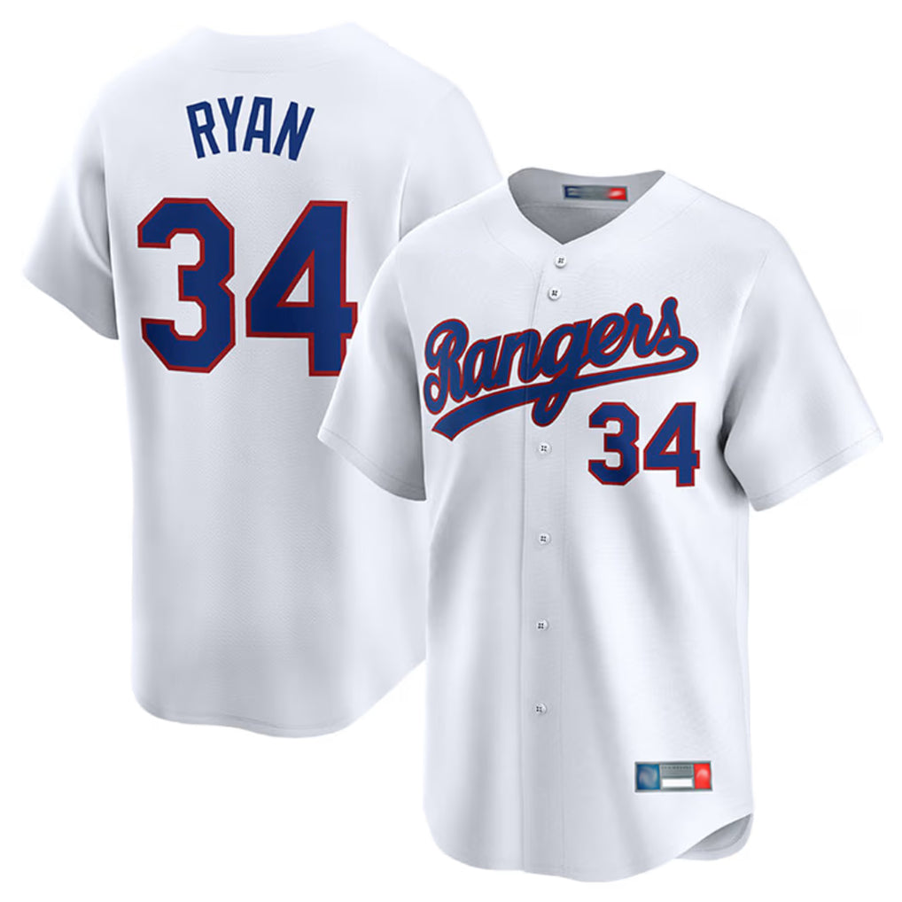 Elroe T.Rangers #34 Nolan Ryan Player White Home Limited Stitched Jerseys