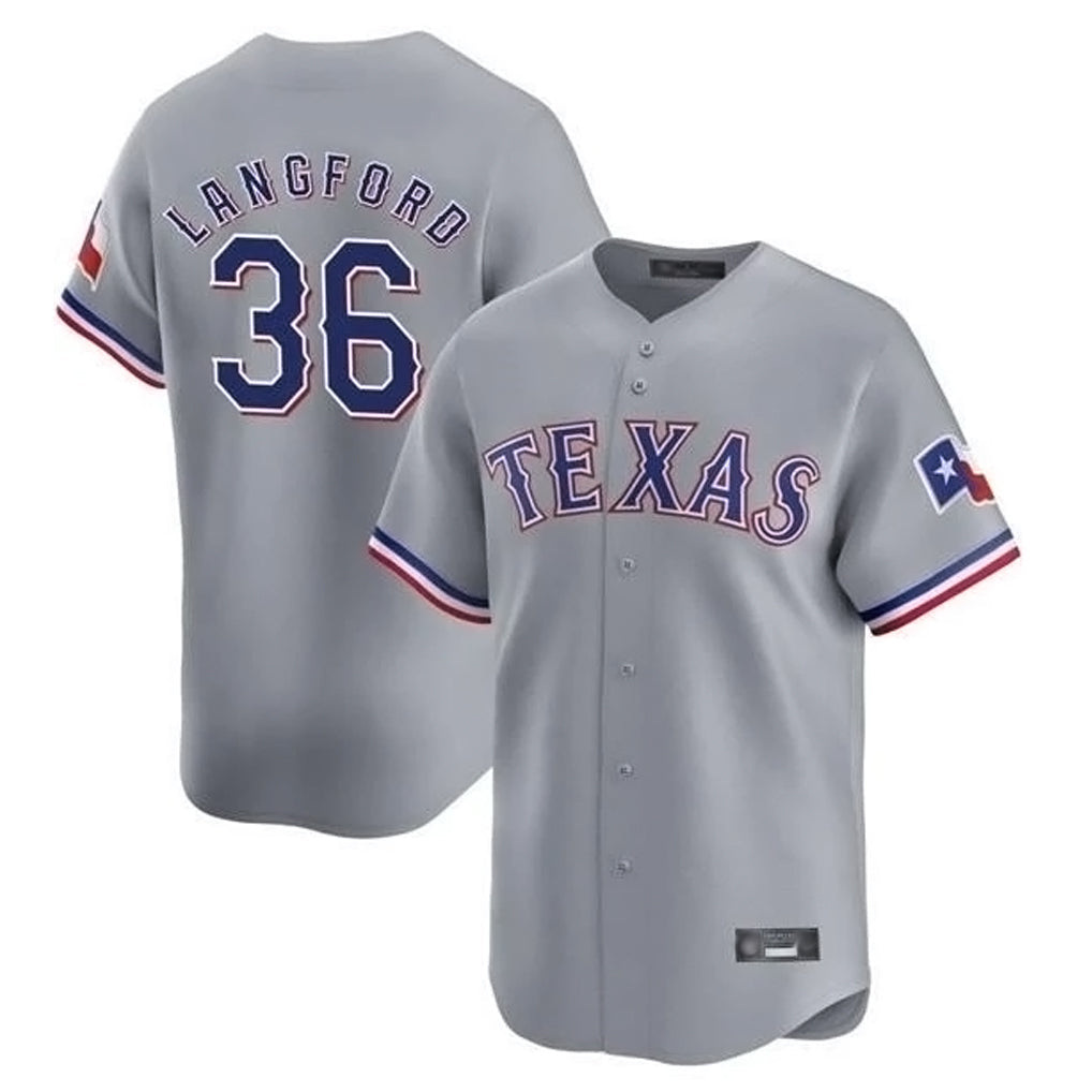 Elroe T.Rangers #36 Wyatt Langford Player Gray Home Limited Stitched Jerseys