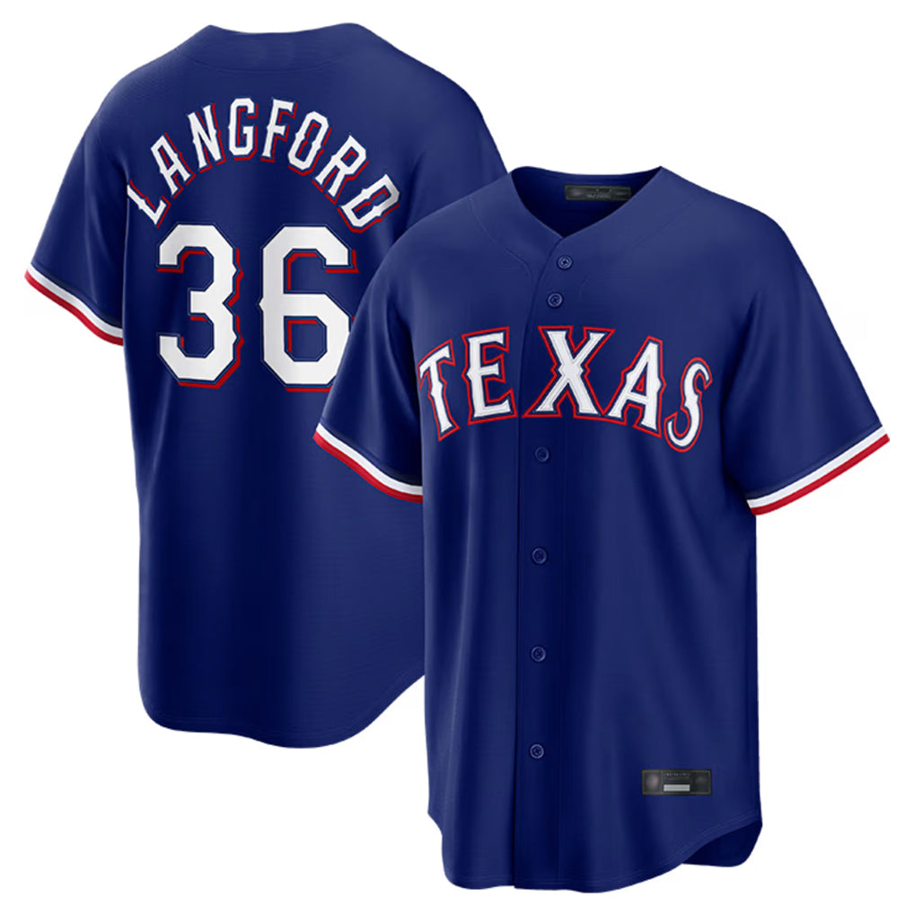 Elroe T.Rangers #36 Wyatt Langford Player Royal Home Game Stitched Jerseys