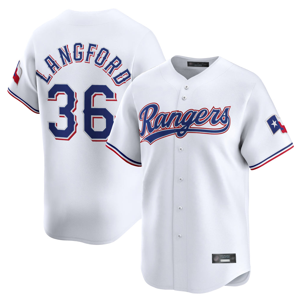 Elroe T.Rangers #36 Wyatt Langford Player White Home Limited Stitched Jerseys