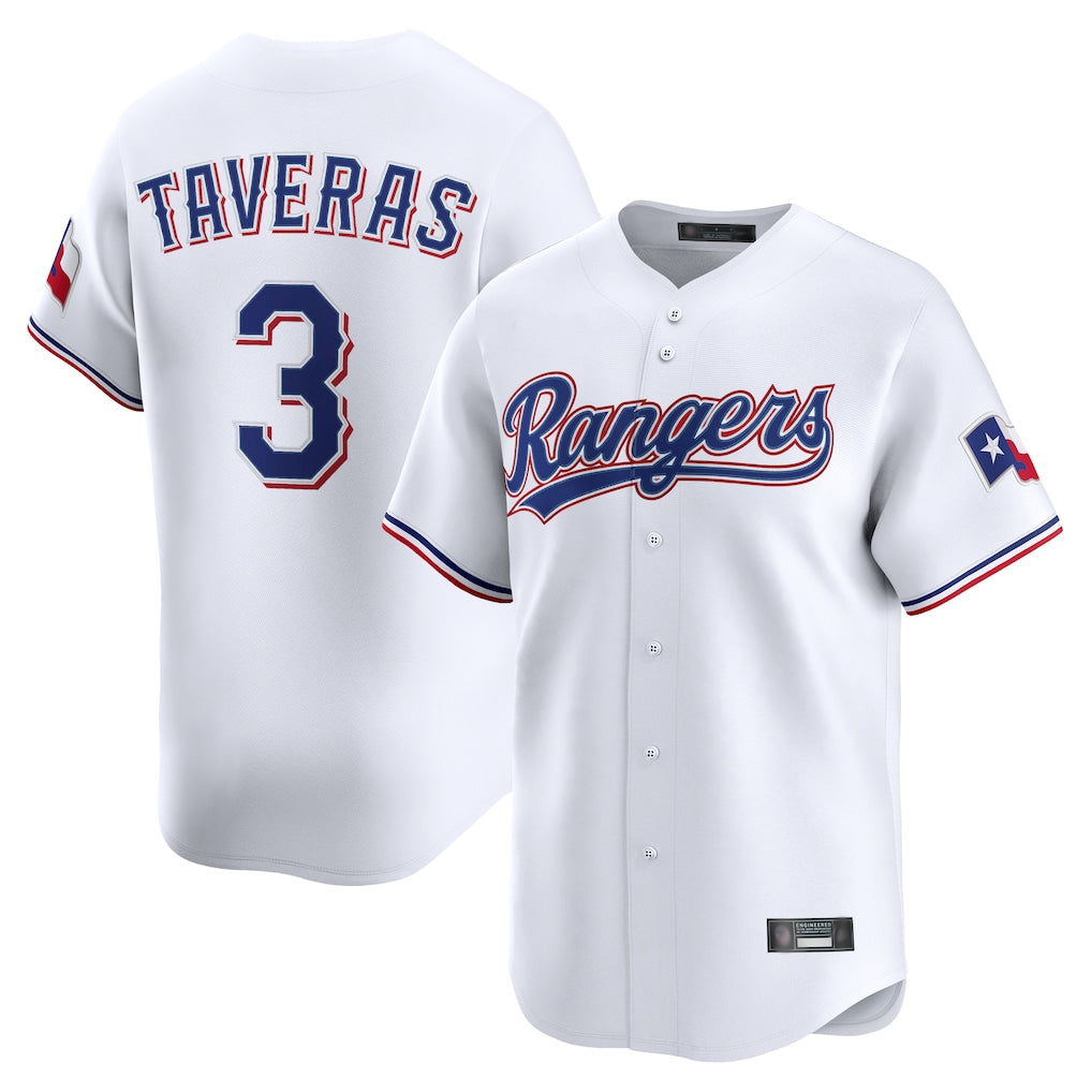 Elroe T.Rangers #3 Leody Taveras Player White Home Limited Stitched Jerseys