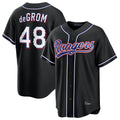 Elroe T.Rangers #48 Jacob deGrom Player Black 2026 Out Fashion Replica Stitched Jerseys