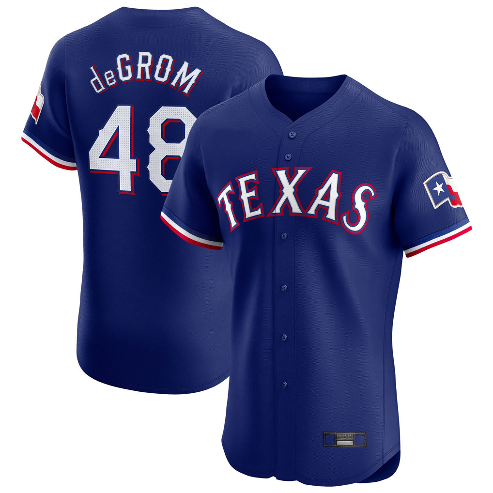 Elroe T.Rangers #48 Jacob deGrom Player Royal Elite Home Limited Stitched Jerseys