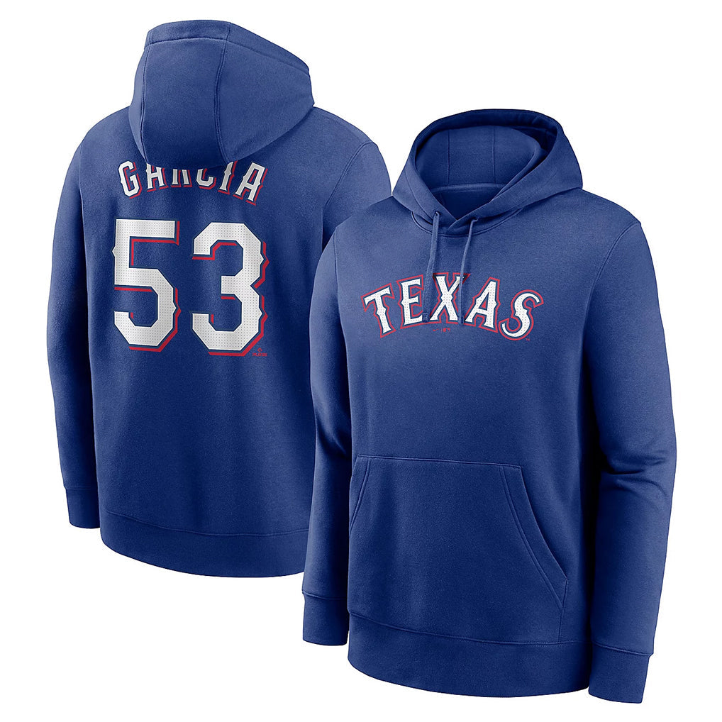 Elroe T.Rangers #53 Adolis Garcia Player Royal Pullover Hoodie Stitched Jerseys