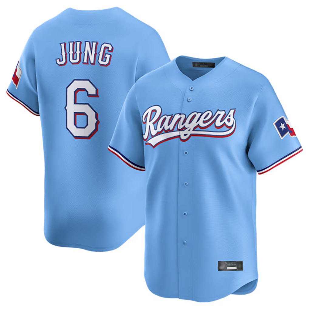 Elroe T.Rangers #6 Josh Jung Player Light Blue Limited Home Stitched Jerseys
