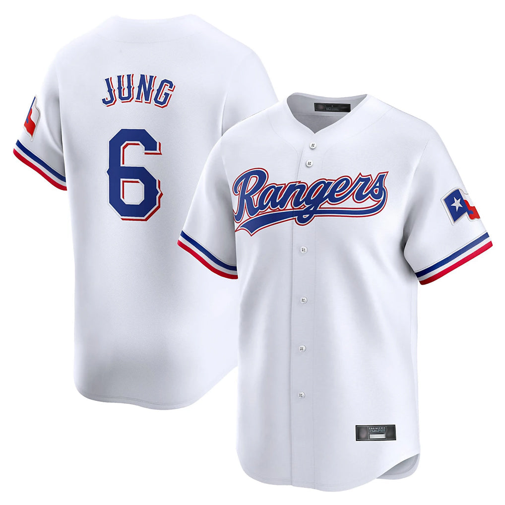 Elroe T.Rangers #6 Josh Jung Player White&Blue Home Limited Stitched Jerseys
