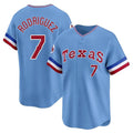 Elroe T.Rangers #7 Ivan Rodriguez Player Light Blue Cooperstown Collection Limited Stitched Jerseys