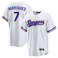 Elroe T.Rangers #7 Ivan Rodriguez Player White Home Game Stitched Jerseys