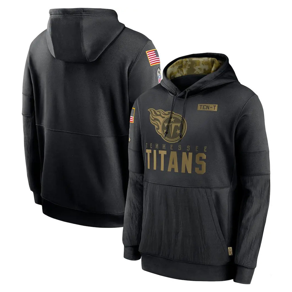 Elroe T.Titans Black Salute to Service Sideline Performance Pullover Hoodies Home Game Blank Player Stitched Jerseys