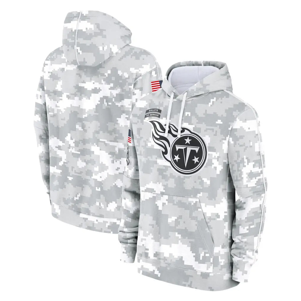 Elroe T.Titans Camo Arctic Salute to Service Pullover Hoodies Home Game Blank Player Stitched Jerseys