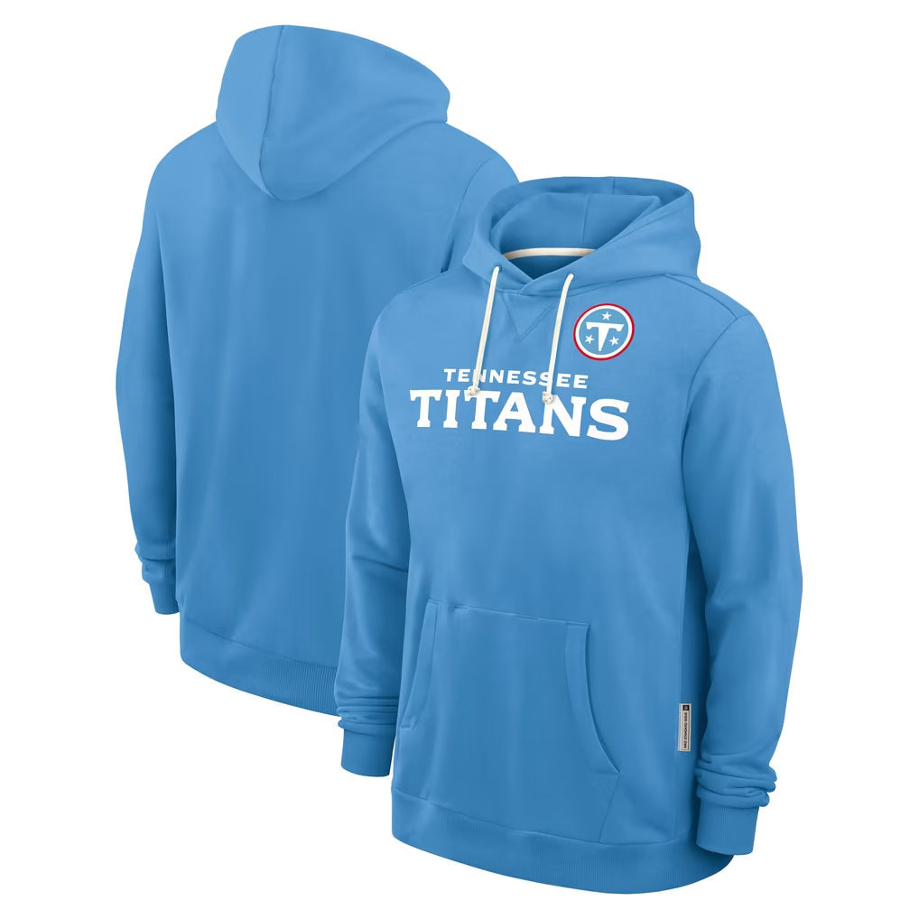 Elroe T.Titans Light Blue LOGO Pullover Hoodies Home Game Blank Player Stitched Jerseys
