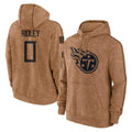 Elroe T.Titans #0 Calvin Ridley Player Brown Salute To Service Club Pullover Hoodies Home Game Stitched Jerseys