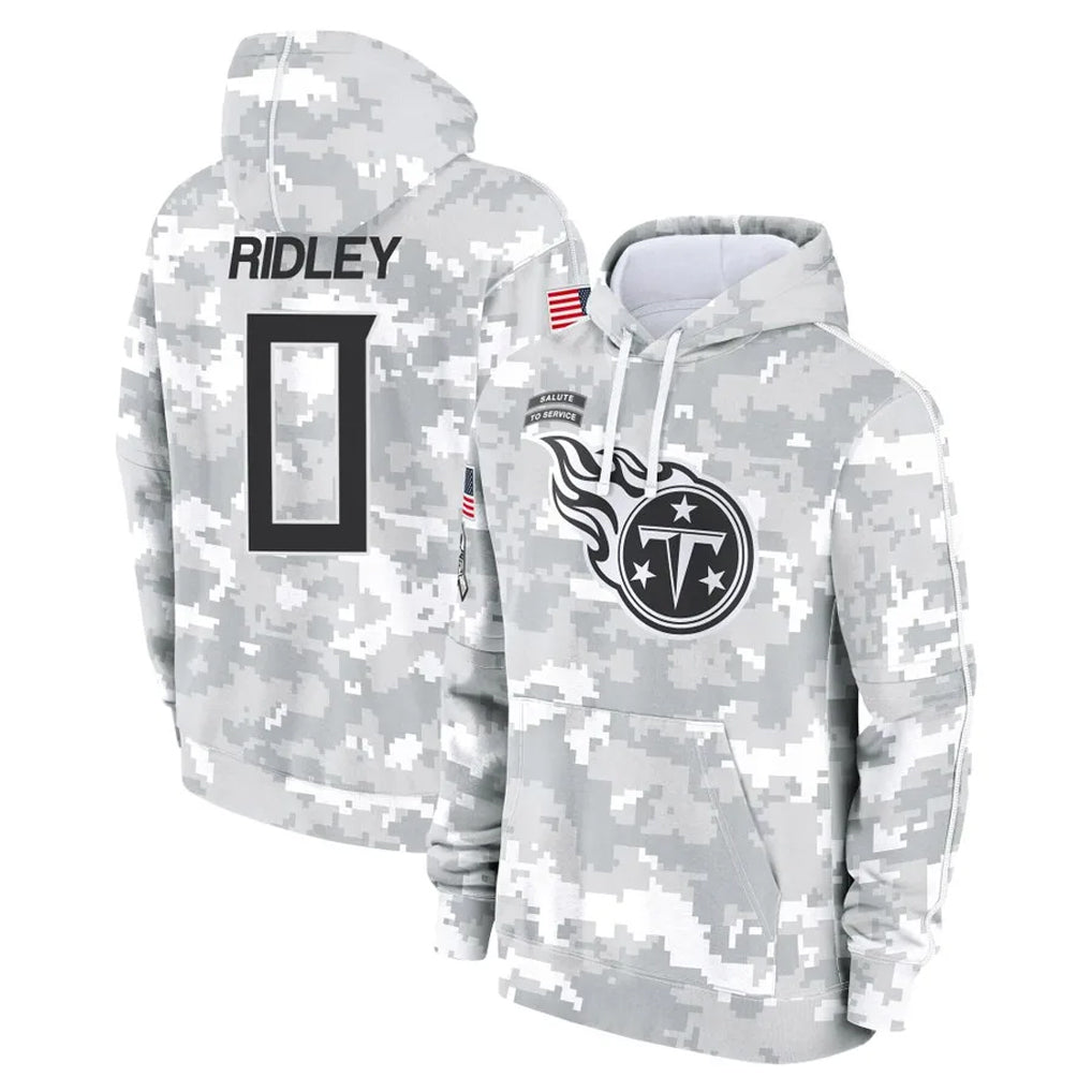 Elroe T.Titans #0 Calvin Ridley Player Camo Arctic Salute to Service Pullover Hoodies Home Game Stitched Jerseys