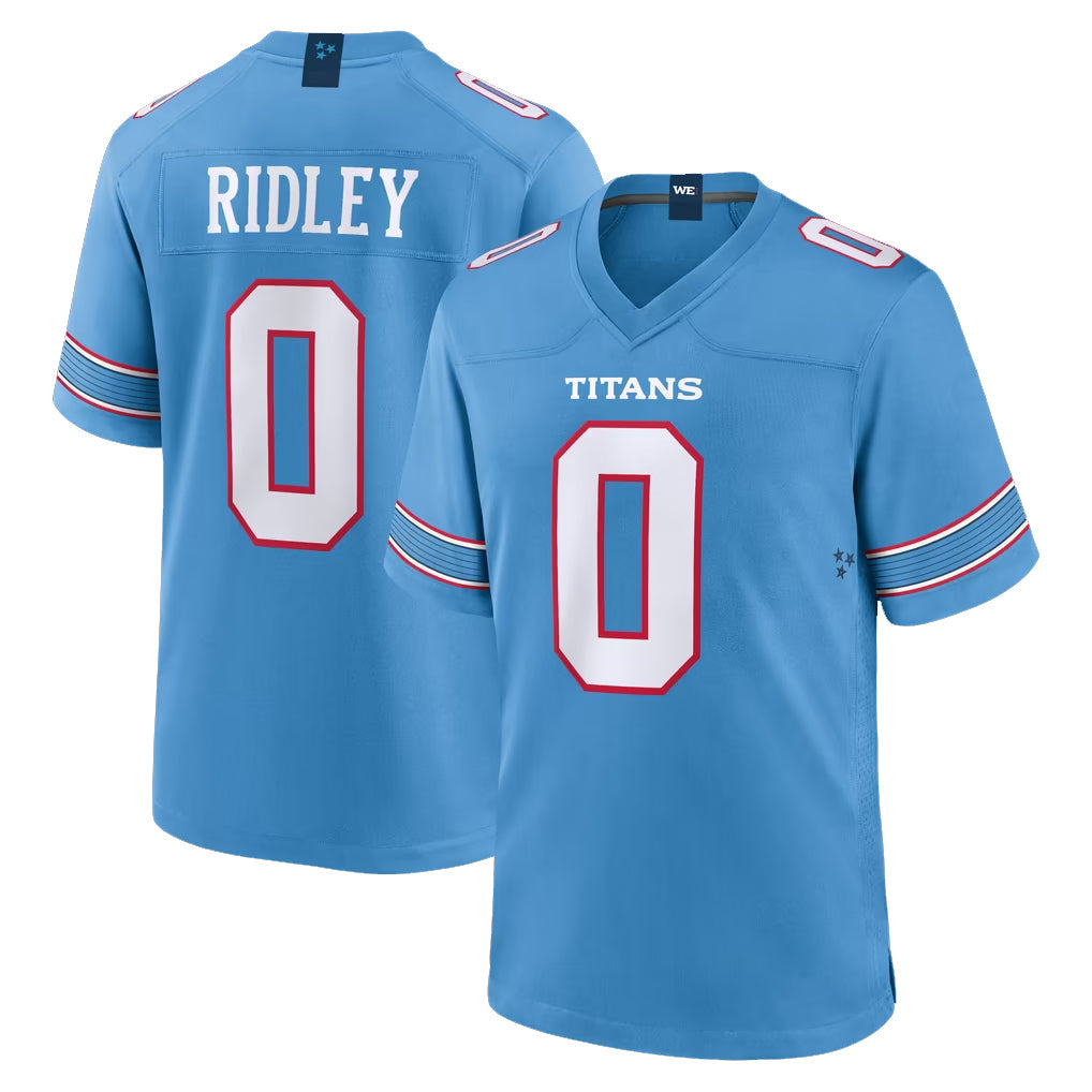 Elroe T.Titans #0 Calvin Ridley Player Light Blue 2026 Game Home Stitched Jerseys
