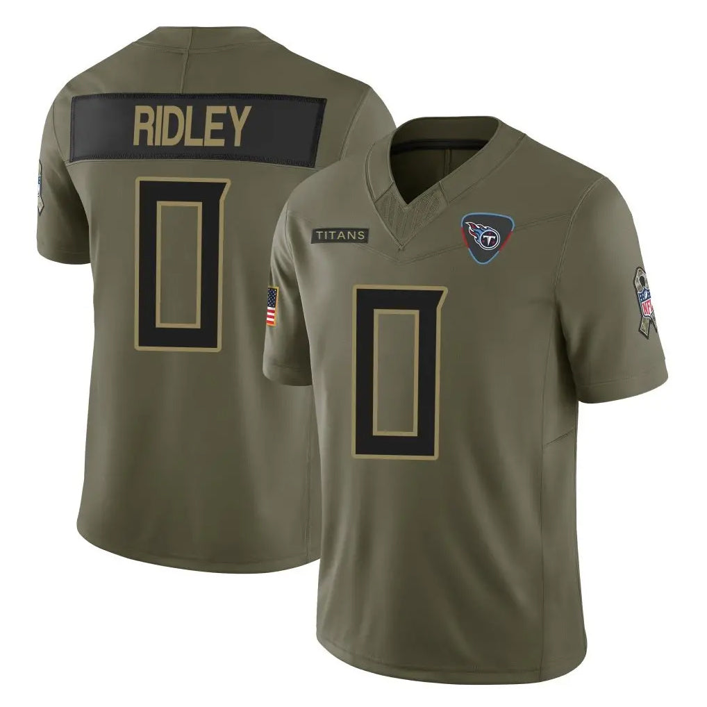 Elroe T.Titans #0 Calvin Ridley Player Olive Limited 2025 Salute to Service Home Game Stitched Jerseys
