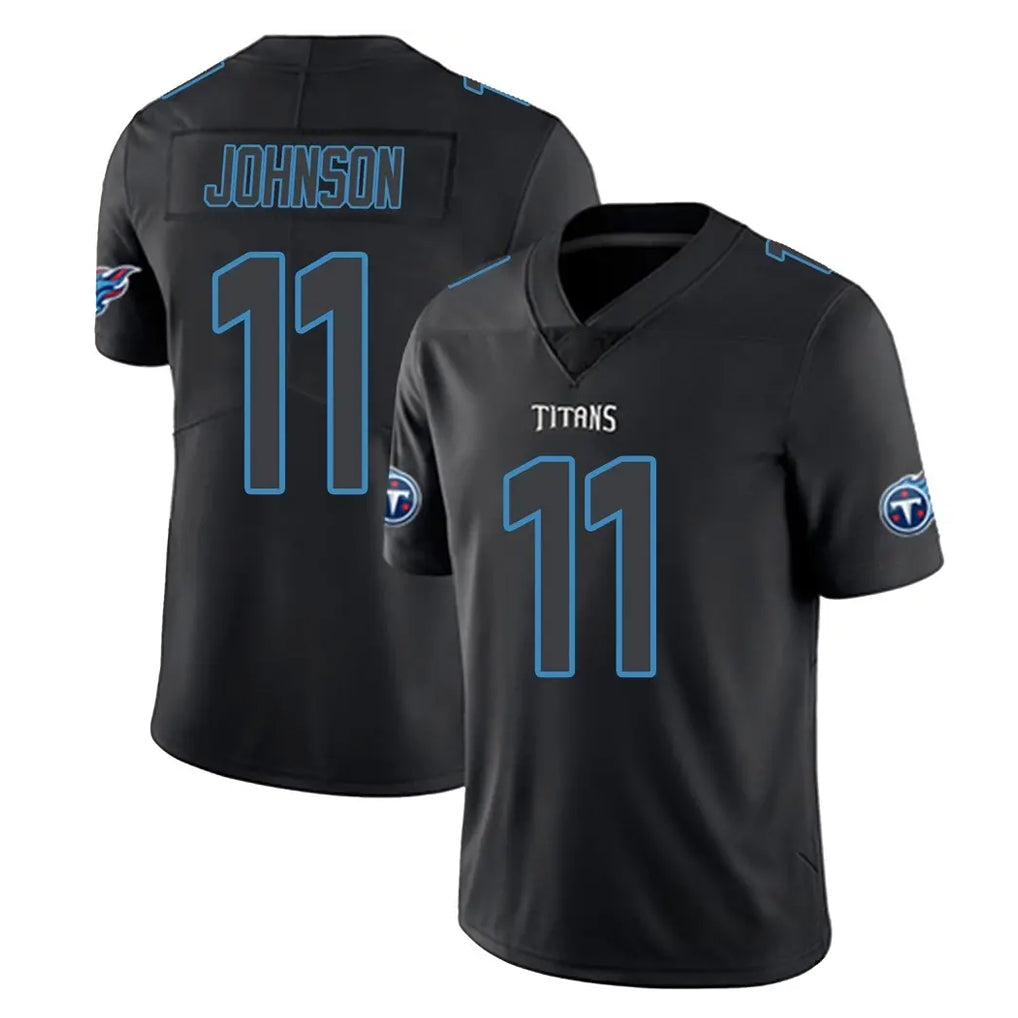 Elroe T.Titans #11 Jermaine Johnson II Player Black Impact Limited Home Game Stitched Jerseys