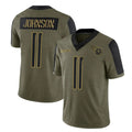Elroe T.Titans #11 Jermaine Johnson II Player Olive Salute to Service Limited Home Game Stitched Jerseys
