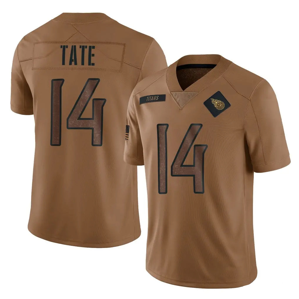 Elroe T.Titans #14 Carnell Tate Player Brown Limited Salute to Service Home Game Stitched Jerseys