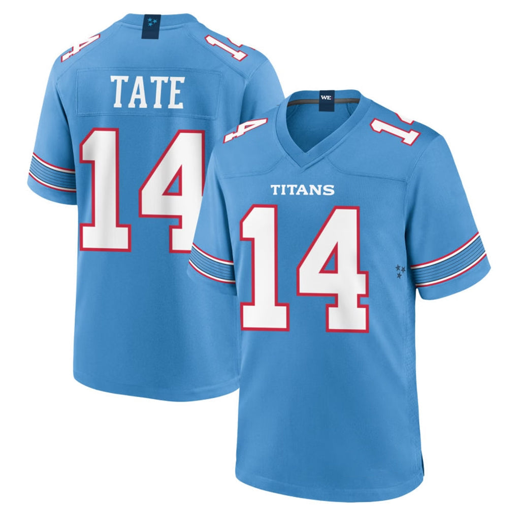 Elroe T.Titans #14 Carnell Tate Player Light Blue 2026 Game Home Stitched Jerseys