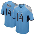 Elroe T.Titans #14 Carnell Tate Player Light Blue Home Game Stitched Jerseys