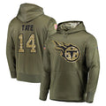 Elroe T.Titans #14 Carnell Tate Player Olive Salute to Service Pullover Hoodies Home Game Stitched Jerseys