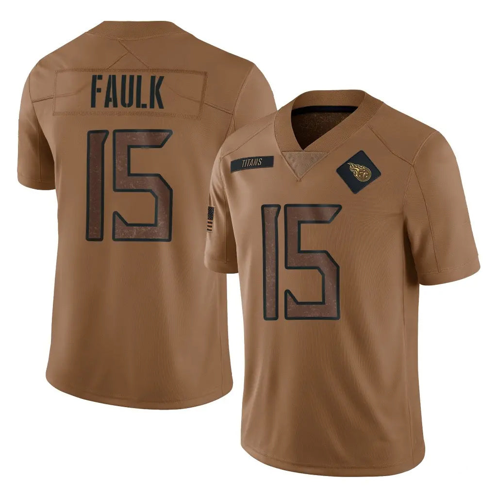 Elroe T.Titans #15 Keldric Faulk Player Brown Limited Salute to Service Home Game Stitched Jerseys