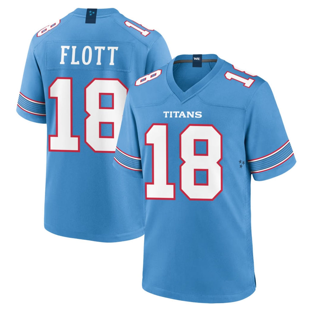 Elroe T.Titans #18 Cor'Dale Flott Player Light Blue 2026 Game Home Stitched Jerseys