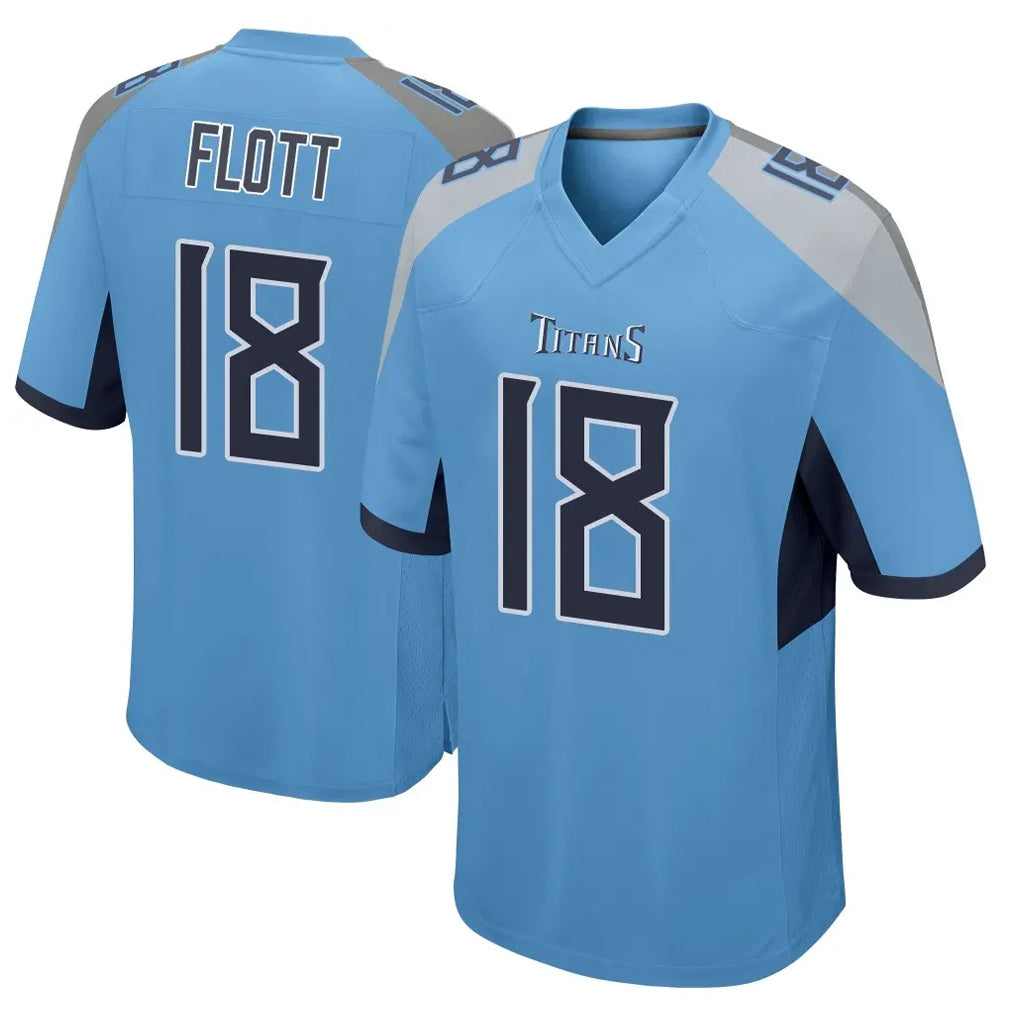 Elroe T.Titans #18 Cor'Dale Flott Player Light Blue Home Game Stitched Jerseys