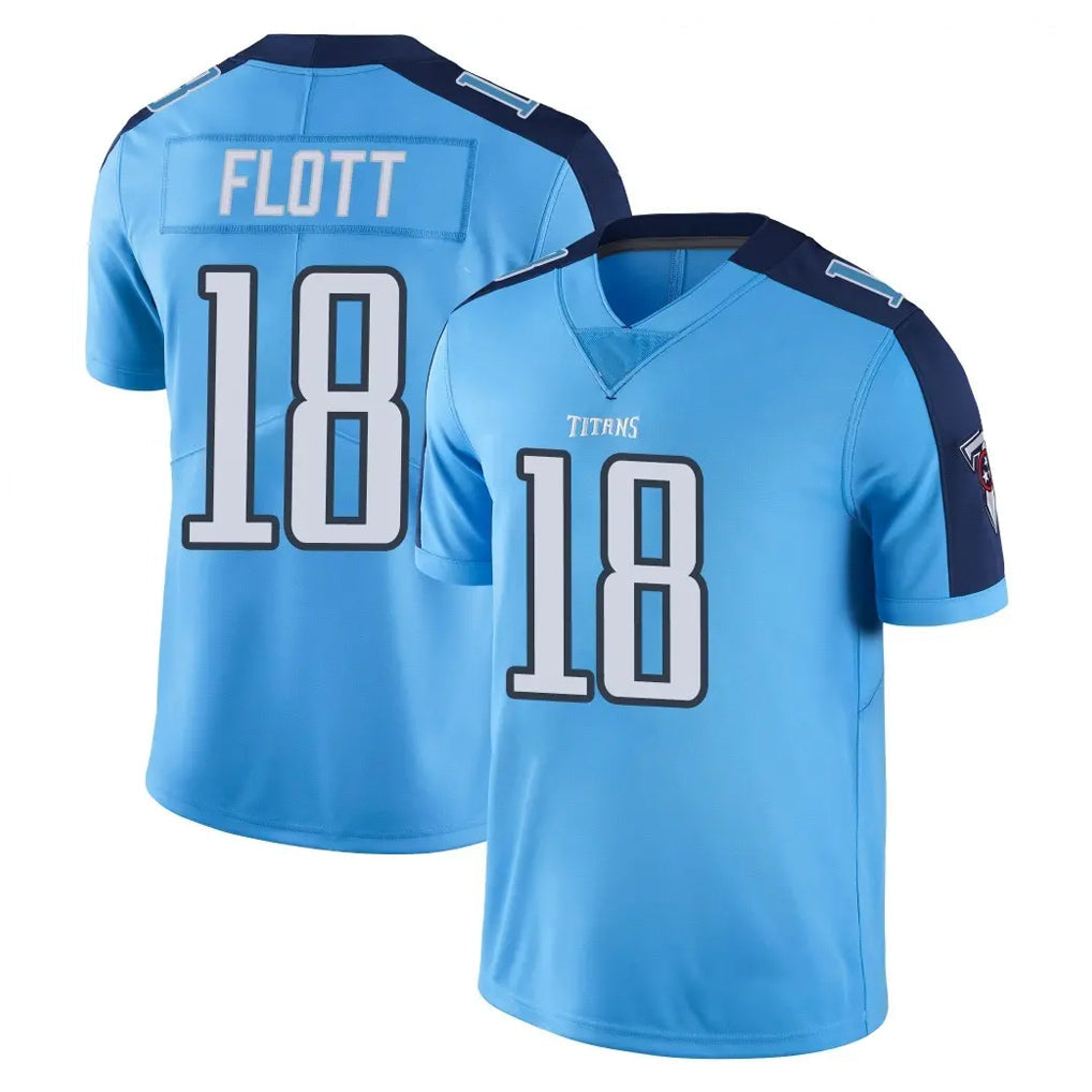 Elroe T.Titans #18 Cor'Dale Flott Player Light Blue Limited Color Rush Home Game Stitched Jerseys