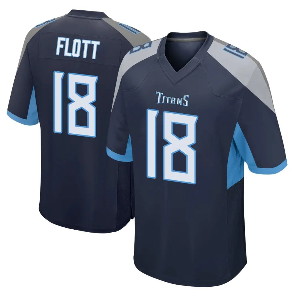 Elroe T.Titans #18 Cor'Dale Flott Player Navy Home Game Stitched Jerseys