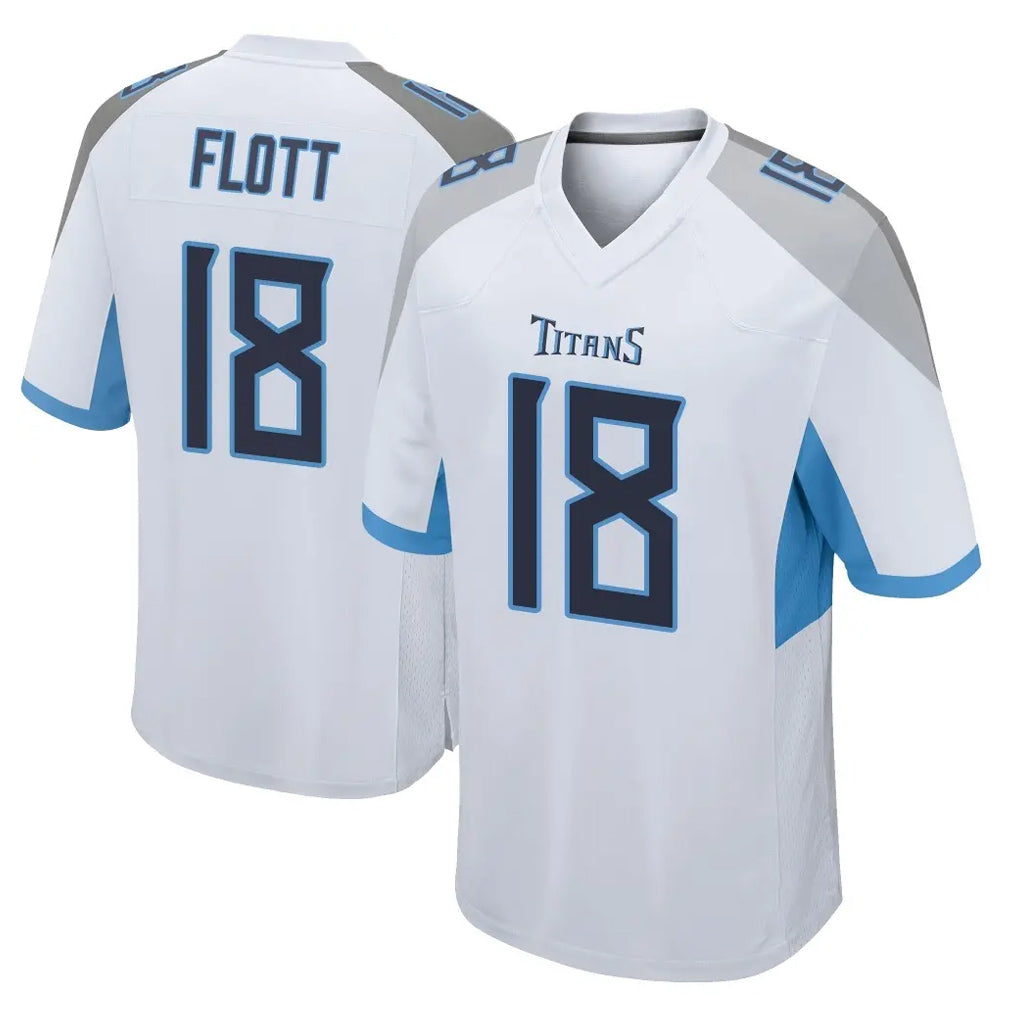 Elroe T.Titans #18 Cor'Dale Flott Player White Home Game Stitched Jerseys