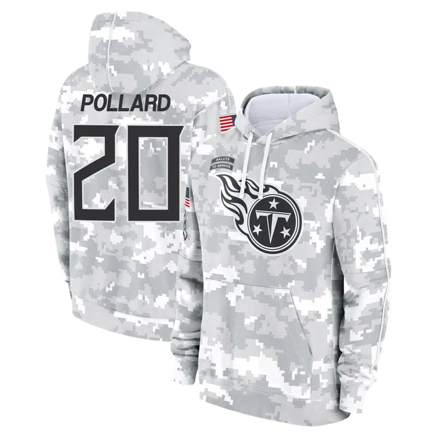 Elroe T.Titans #20 Tony Pollard Player Arctic Camo Salute To Service Hoodies Game Stitched Jerseys
