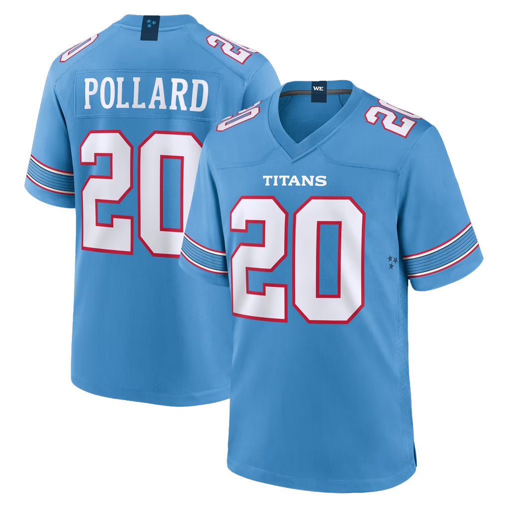 Elroe T.Titans #20 Tony Pollard Player Light Blue 2026 Game Home Stitched Jerseys