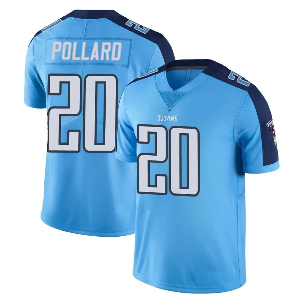 Elroe T.Titans #20 Tony Pollard Player Light Blue Limited Color Rush Home Game Stitched Jerseys
