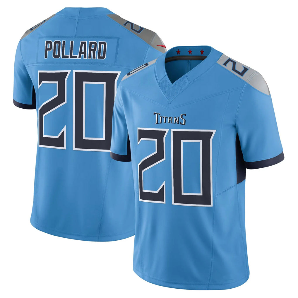 Elroe T.Titans #20 Tony Pollard Player Light Blue Vapor F.U.S.E. Limited Home Game Stitched Jerseys