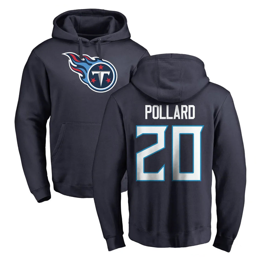Elroe T.Titans #20 Tony Pollard Player Navy Logo Pullover Hoodies Home Game Stitched Jerseys