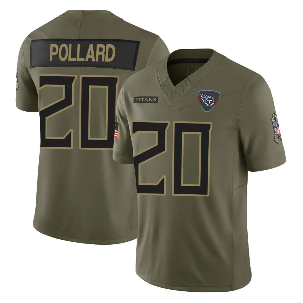 Elroe T.Titans #20 Tony Pollard Player Olive Limited 2025 Salute to Service Home Game Stitched Jerseys