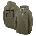 Elroe T.Titans #20 Tony Pollard Player Olive Salute to Service Hoodies Home Game Stitched Jerseys