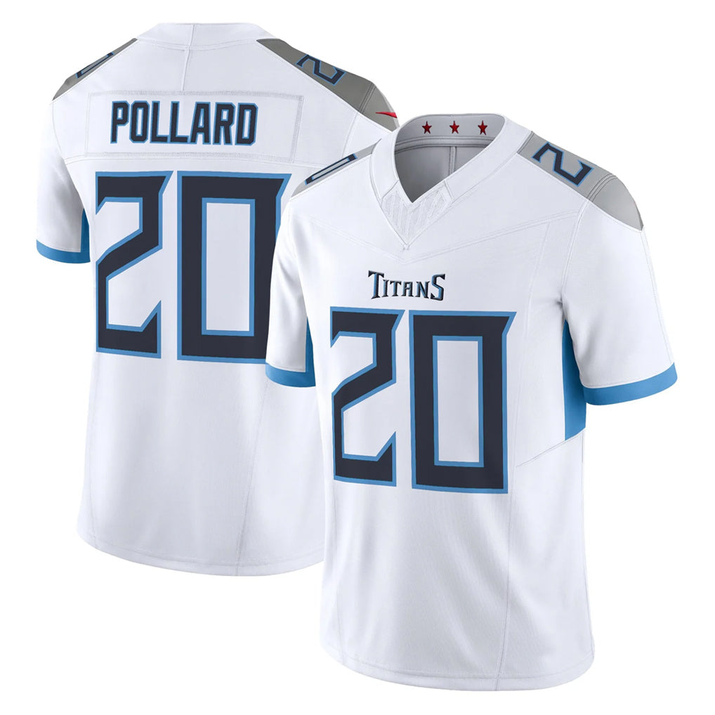 Elroe T.Titans #20 Tony Pollard Player White 2025 Vapor Limited Home Game Stitched Jerseys