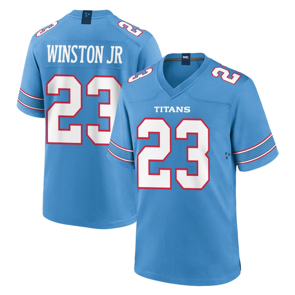 Elroe T.Titans #23 Kevin Winston Jr. Player Light Blue 2026 Game Home Stitched Jerseys
