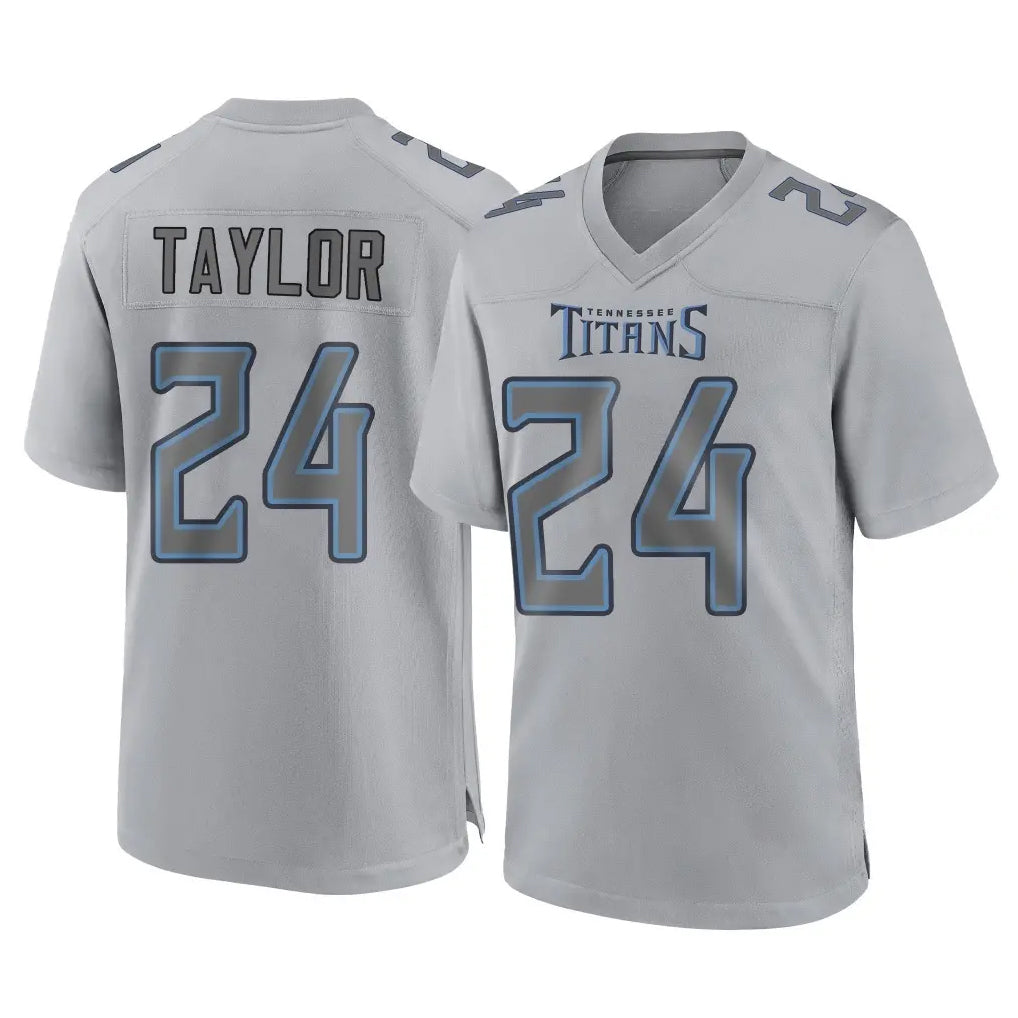 Elroe T.Titans #24 Alontae Taylor Player Gray Atmosphere Fashion Home Game Stitched Jerseys