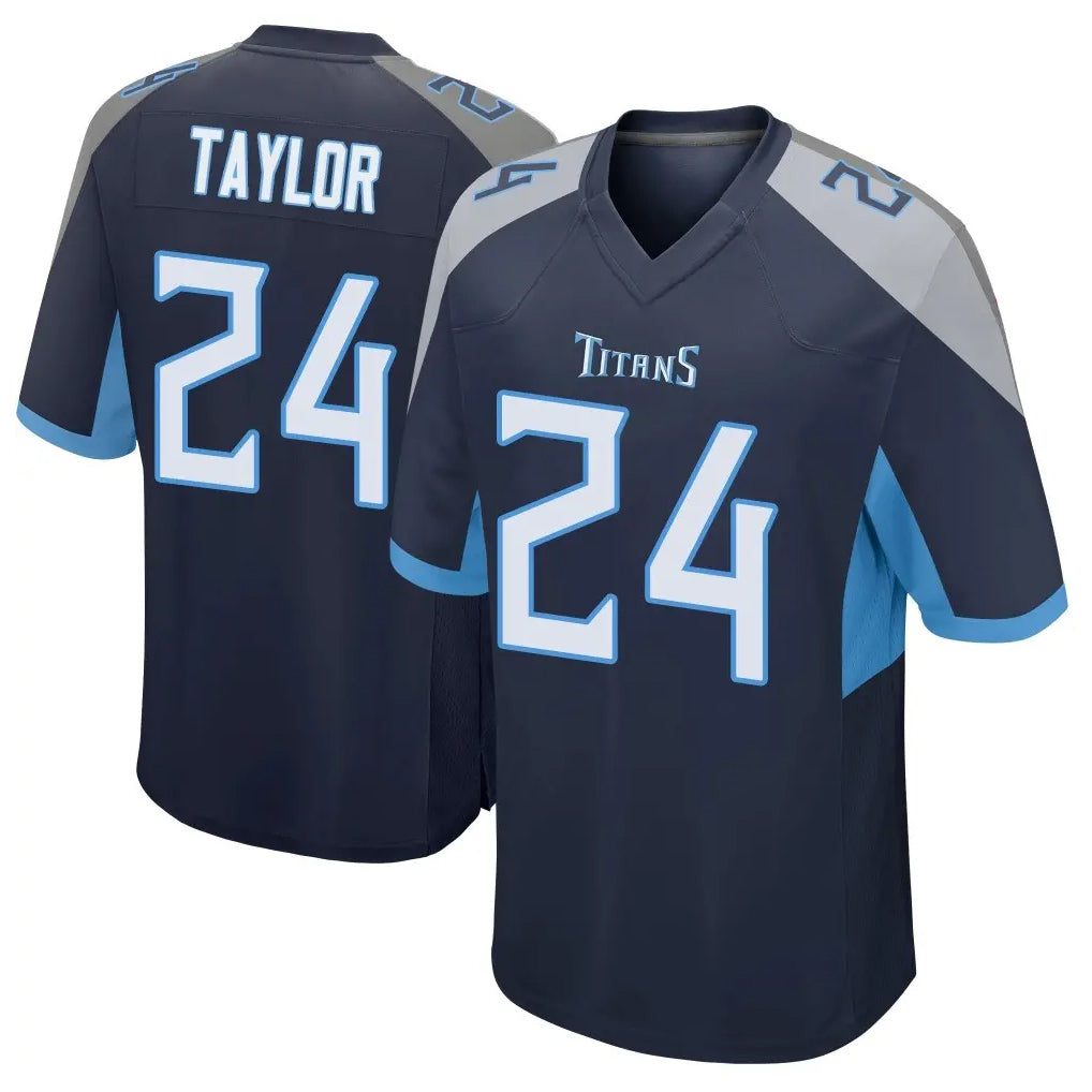 Elroe T.Titans #24 Alontae Taylor Player Navy Home Game Stitched Jerseys